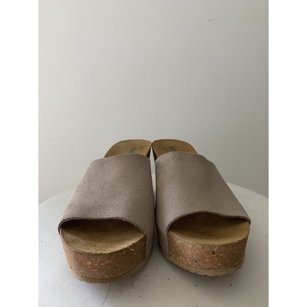 BioNatura WEDGE CORK Sandals 39/8 Beige Leather Suede Upper Made Italy Comfort - Picture 3 of 8